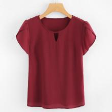 Shein Cut Out Neck Petal Sleeve Top
