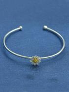 Shein New Design 925 Silver Adjustable Cuff Bracelet With Flower