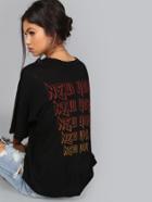 Shein Oversized Deep V New York Tee Black
