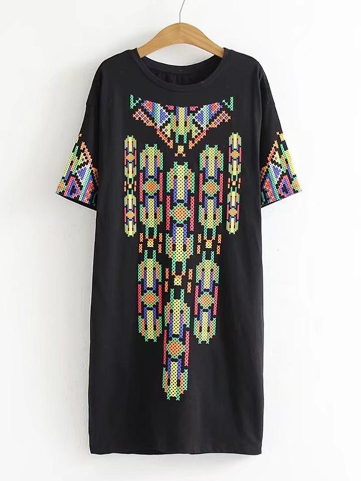Shein Geometric Pattern Tee Dress
