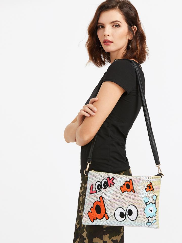 Shein Eye Patch Sequin Design Envelope Shoulder Bag