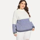 Shein Plus Two Tone Striped Sweater