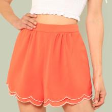 Shein Contrast Binding Layered Scallop Trim Shorts