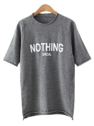 Shein Grey Nothing Print Knit Casual T-shirt