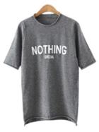 Shein Grey Nothing Print Knit Casual T-shirt