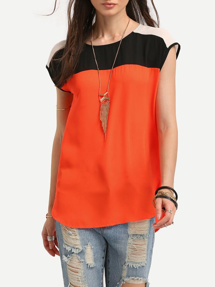 Shein Keyhole Back Curved Hem Blouse