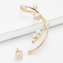 Shein Rhinestone Mismatched Ear Cuff & Ear Stud