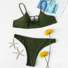 Shein Plus Plain Strappy Bikini Set