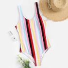 Shein Color Block Striped Swimsuit