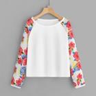 Shein Floral Print Raglan Sleeve Sweatshirt