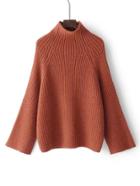 Shein High Neck Raglan Sleeve Ribbed Knit Jumper