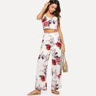 Shein Floral Print Cami Top & Wide Leg Pants