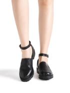 Shein Black Ankle Strap Pu Shoes