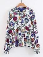Shein Floral Print Elastic Cuff Jacket