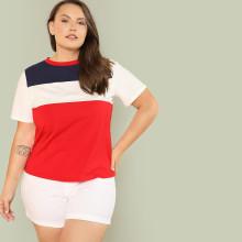 Shein Plus Colorblock Round Neck Tee