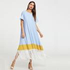 Shein Fringe Hem Color Block Trapeze Dress