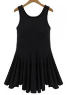Rosewe Laconic Solid Black Round Neck Tank Dress For Woman