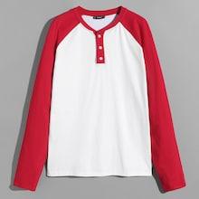 Shein Men Color-block Raglan Sleeve Polo Shirt