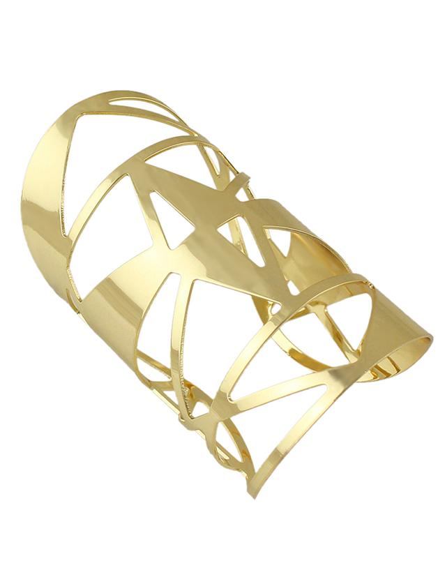 Shein Gold 2016 New Hollow Out Big Statement Cuff Bracelet
