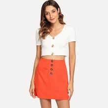 Shein Single Breasted Pocket Skirt