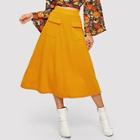 Shein Flap Pocket Front Solid Skirt