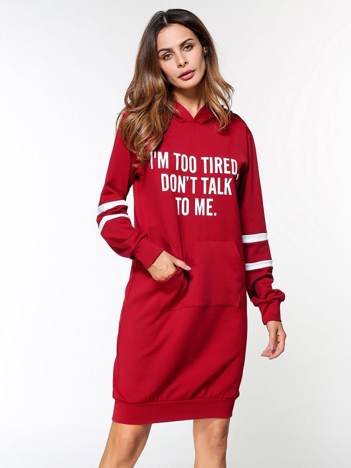 Shein Varsity Striped Slogan Hoodie Dress