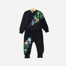 Shein Toddler Girls Contrast Sequin Peacock Pattern Top With Pants