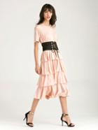 Shein Frill Tiered Dress With Obi