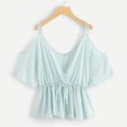 Shein Double Strap Cold Shoulder Wrap Top
