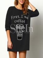 Shein Coffee Print Long T-shirt