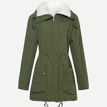 Shein Drawstring Waist Faux Fur Lined Coat