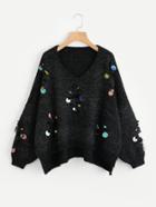 Shein Iridescent Sequin Ripped Marled Knit Jumper