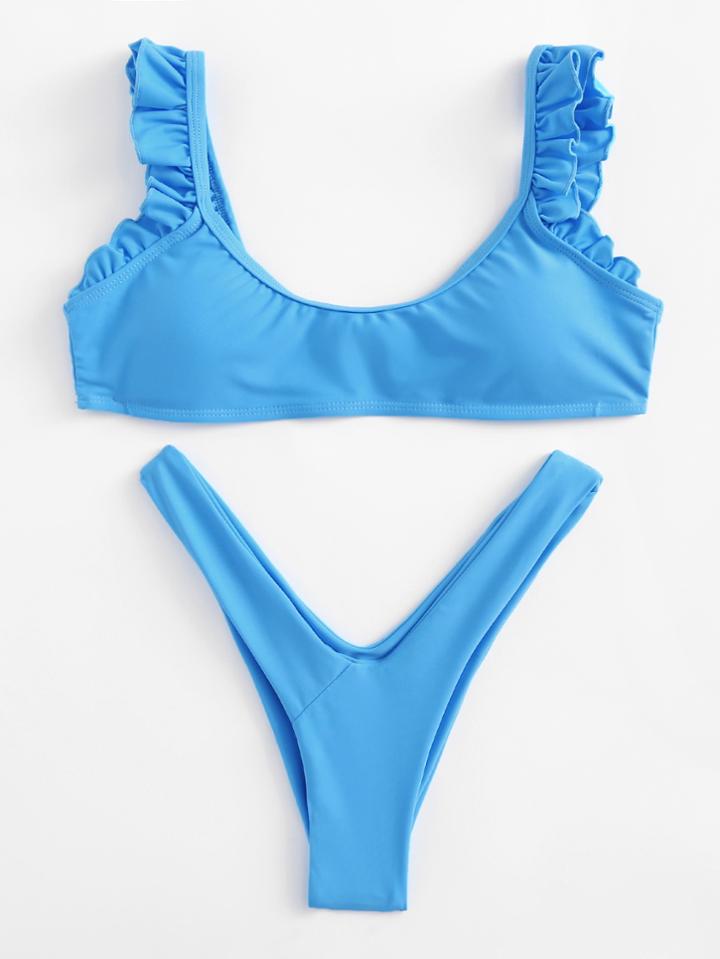 Shein Ruffle Detail High Leg Bikini Set