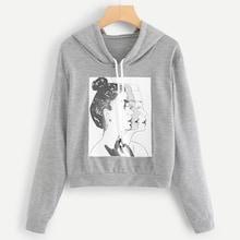 Shein Figure Print Drawstring Hoodie Sweatshirt