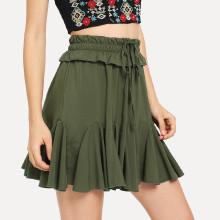 Shein Drawstring Waist Ruffle Skirt