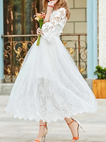 Shein Bell Sleeve Butterfly Applique Dress
