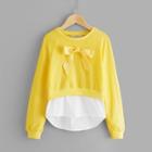 Shein Girls Raglan Sleeve Knot Front 2 In 1 Sweatshirt
