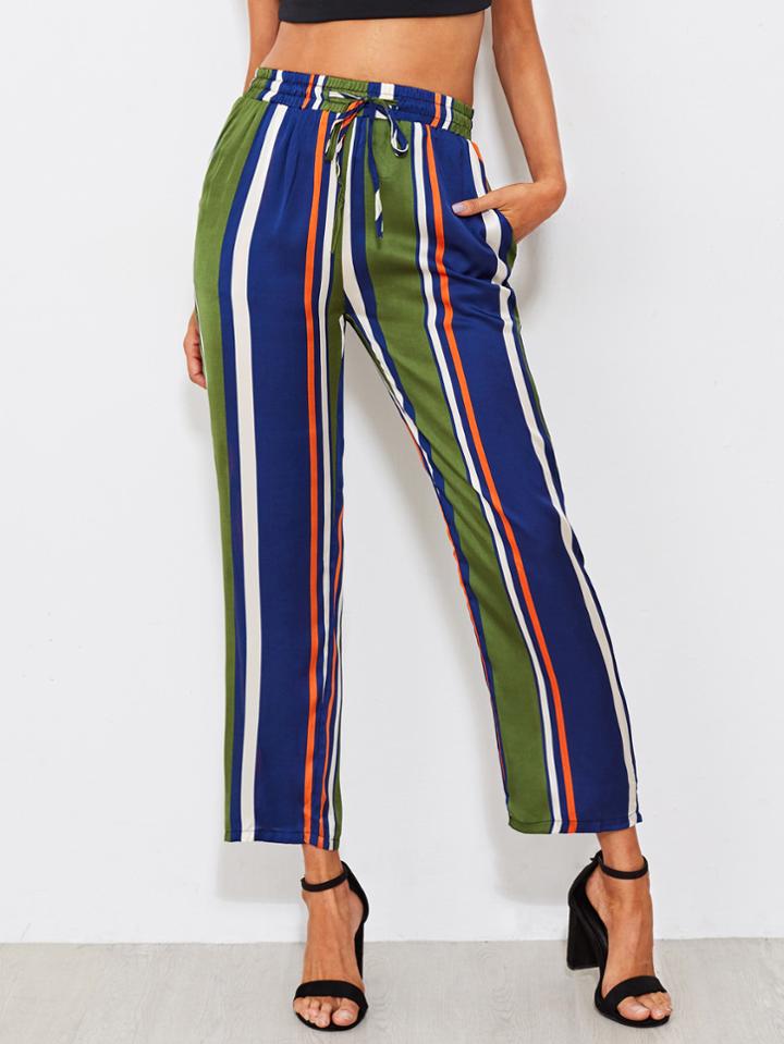 Shein Multi Vertical Striped Drawstring Pants