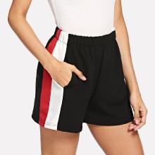 Shein Striped Side Ruched Waist Shorts
