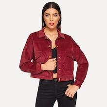 Shein Drop Shoulder Pocket Front Corduroy Jacket