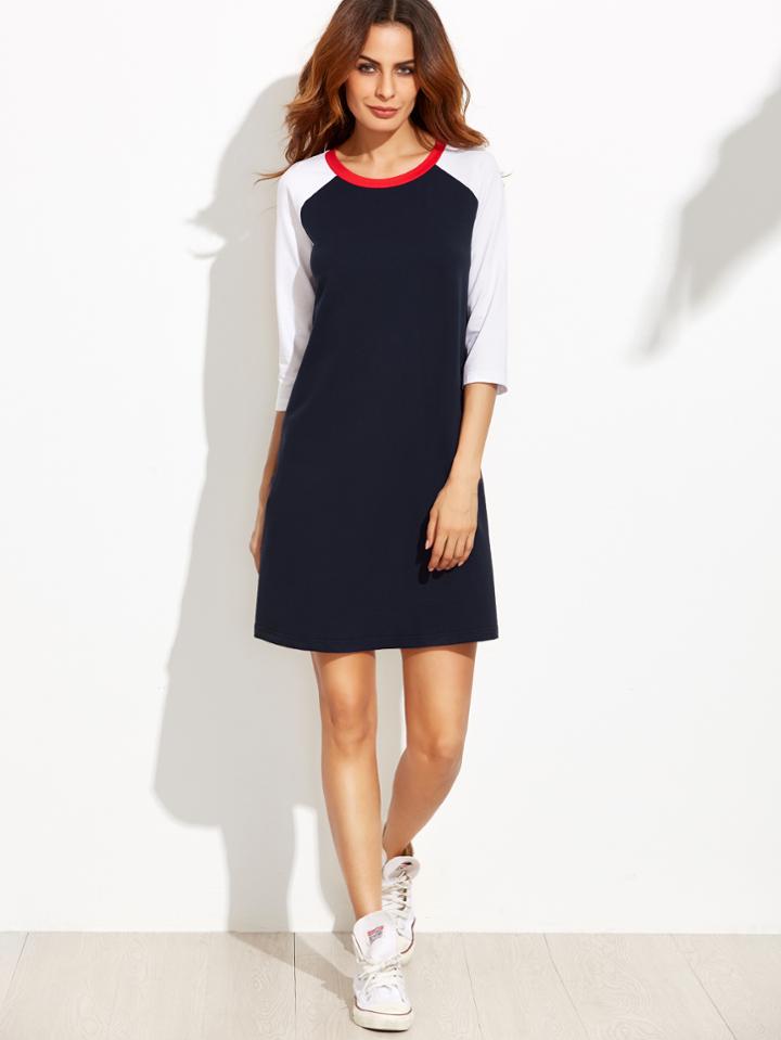 Shein Contrast Raglan Sleeve T-shirt Dress