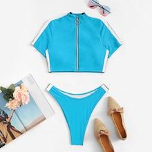 Shein Zipper Front Two Piece Swimwear