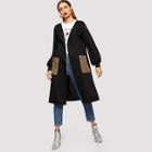 Shein Contrast Leopard Bishop Sleeve Coat