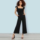 Shein Button Up Wide Leg Jumpsuit With Ruffle Strap