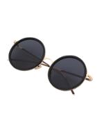 Shein Black Round Frame Metallic Arms Sunglasses