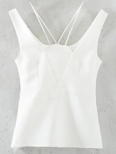 Shein White Scoop Back Pierced Tank Top