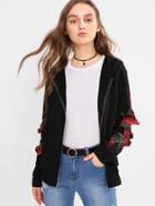 Shein 3d Flower Applique Hoodie Jacket