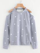 Shein Stars Print Cut Out Marled Pullover