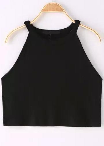 Shein Black Halter Crop Cami Top
