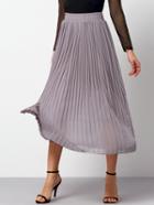 Shein Grey Elastic Waist Pleated Chiffon Skirt